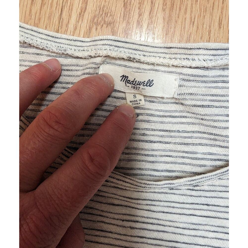 Madewell Audio Top Belridge Stripe Size Small Ivory - Picture 5 of 9